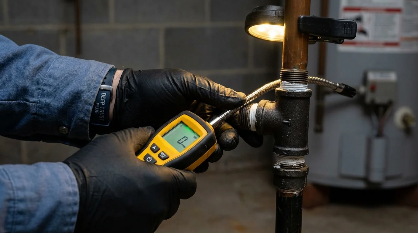 Gas leak detection with electronic sniffer by Johns Plumbing LLC in Heber City