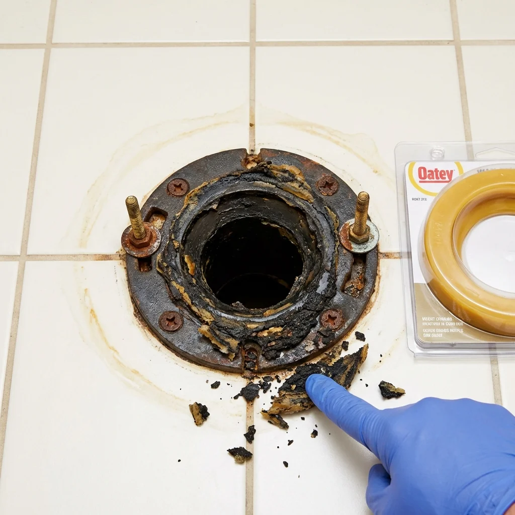 Failed wax ring showing water seepage at the base of a toilet in a Heber City, UT home