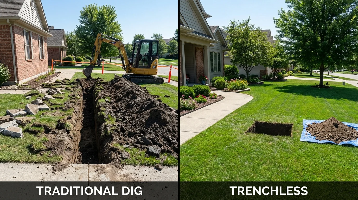 Trenchless sewer repair with minimal yard damage versus traditional excavation in Heber City, UT